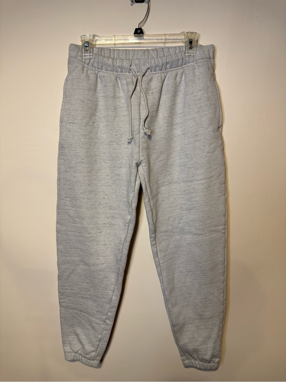 SET Active Drawstring Heather Gray Fleece Sweatpants Joggers Size Medium Basic
